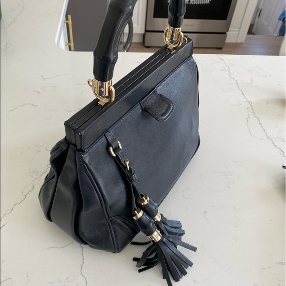 Black Gucci Bamboo Handle Purse - Picture 3 of 15